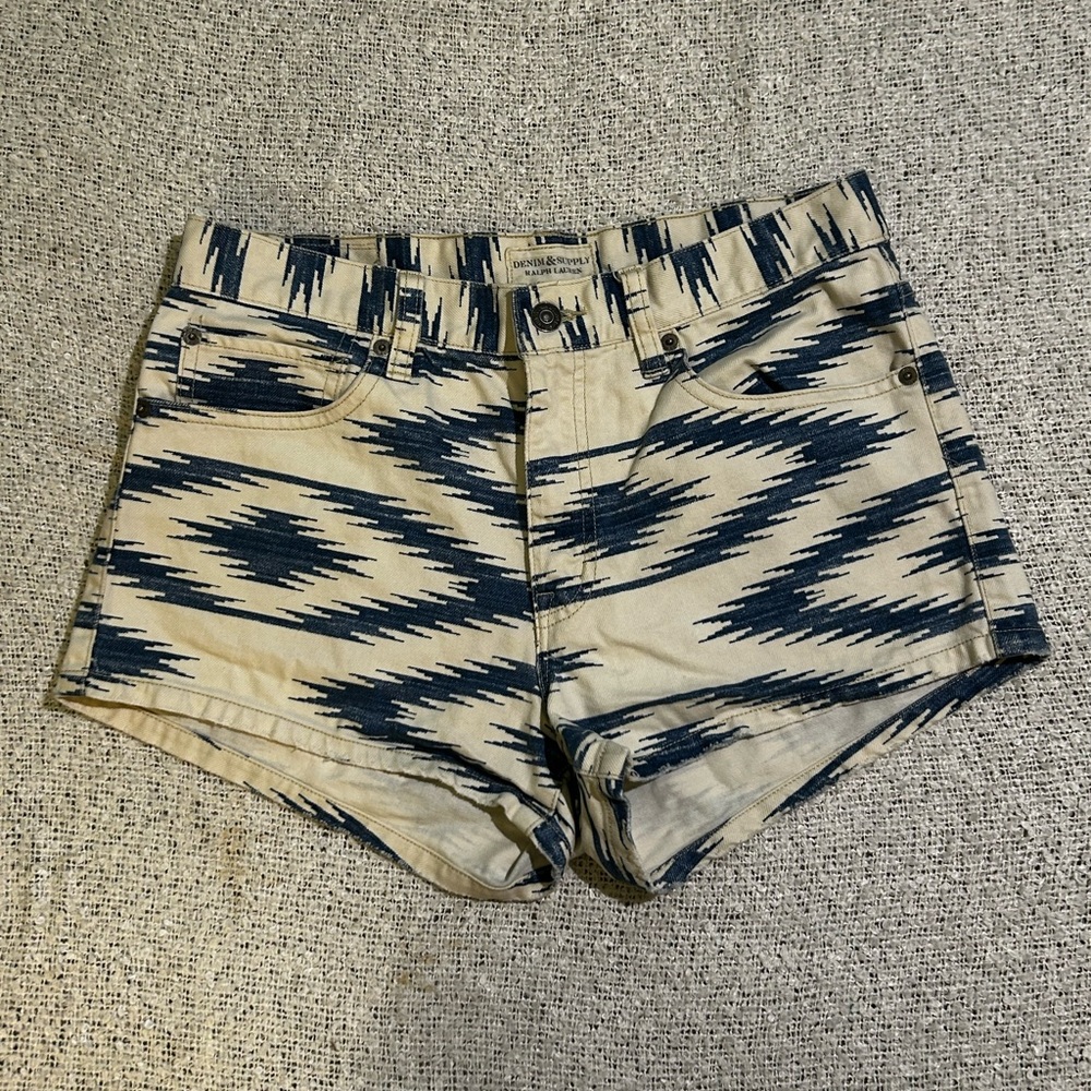 Denim & Supply Ralph Lauren Southwestern Aztec Lowrise Denim Shorts Size 28
